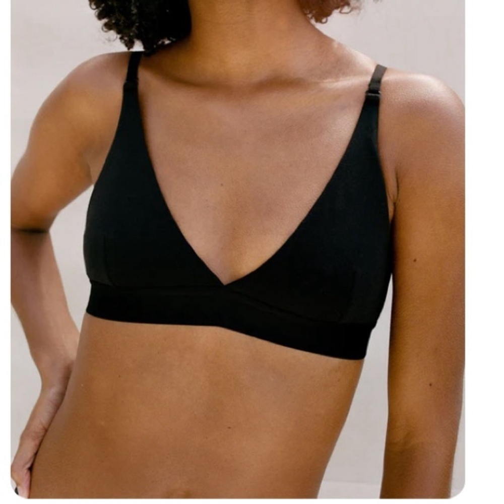 THIRDLOVE bra wireless padded triangle bra plunge neckline black size XL